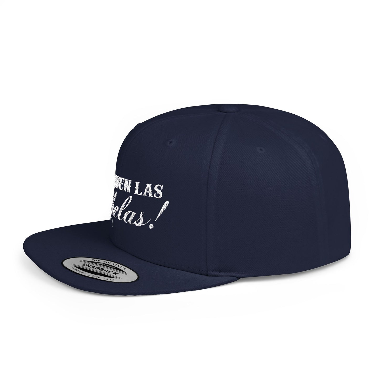 Stylish Flat Bill Snapback Cap - 'Saquen Las Chelas!' Embroidered Design