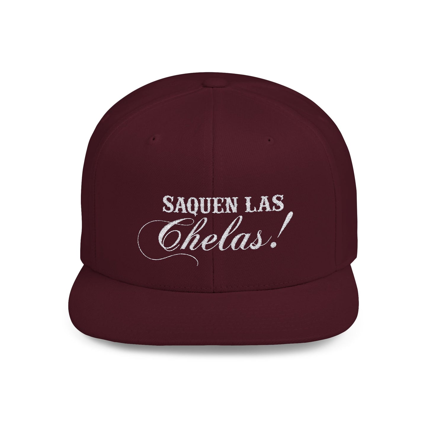 Stylish Flat Bill Snapback Cap - 'Saquen Las Chelas!' Embroidered Design