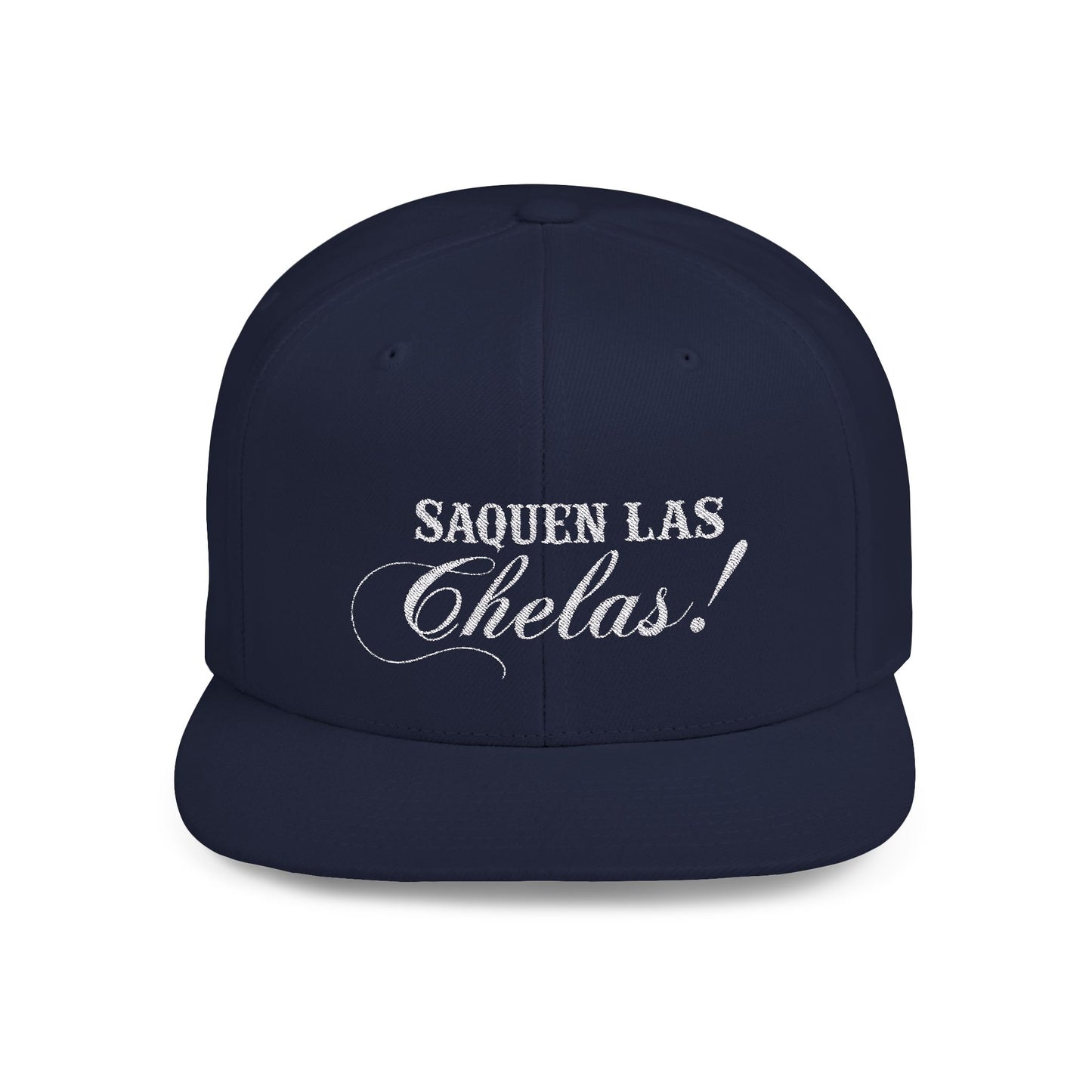 Stylish Flat Bill Snapback Cap - 'Saquen Las Chelas!' Embroidered Design