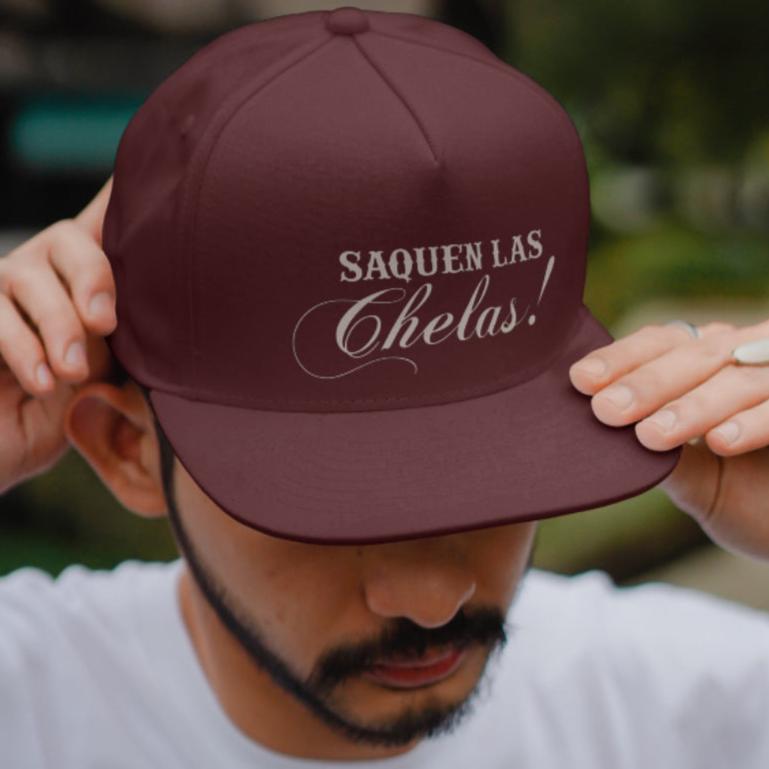 Stylish Flat Bill Snapback Cap - 'Saquen Las Chelas!' Embroidered Design