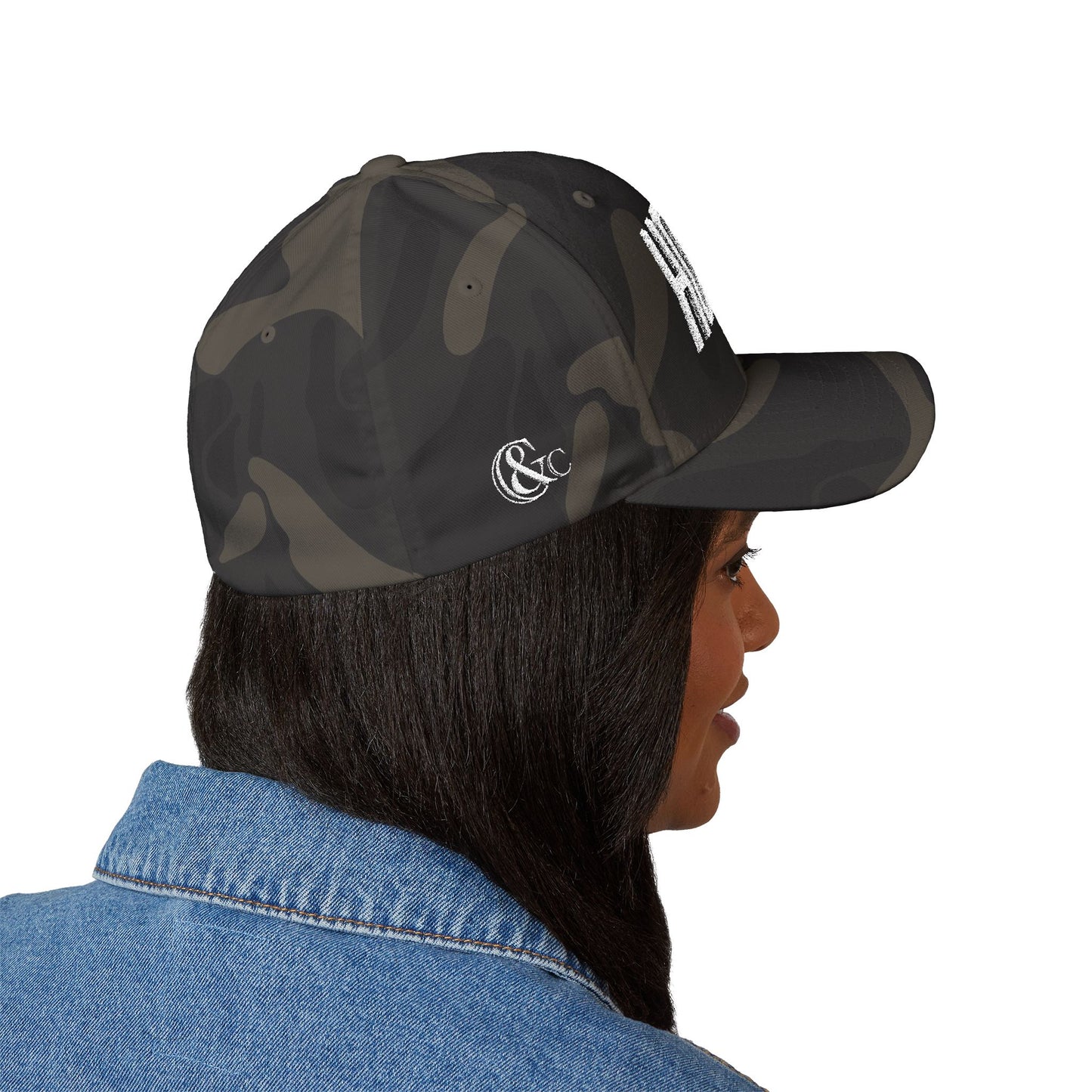 Houston Embroidered Camo Cap — Structured Closed-Back Baseball Hat
